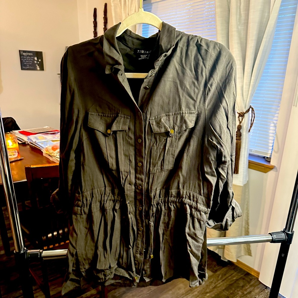 Very cute army green button down blouse